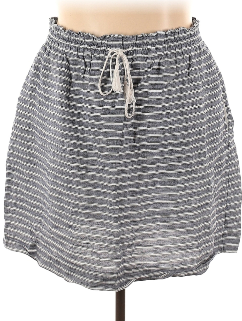 Sussan 100% Line. Striped Drawstring Waist Casual Skirt, Size 18